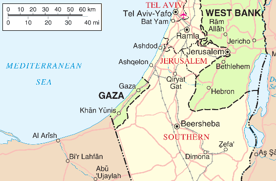 Karte des Gazastreifens